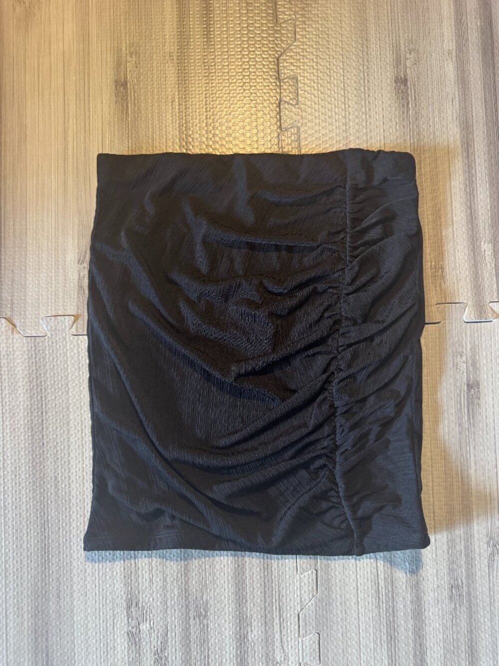 NWT Naked Wardrobe Women's Black Ruched Detail Mini Skirt